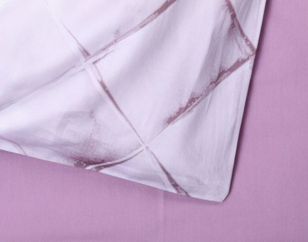 Комплект постільної білизни Pink leather D сімейний рожевий із сірим La Nuit 