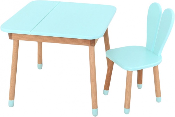Комплект стол и стул ArinWOOD Зайчик Desk с ящиком бирюзовый 04025 
