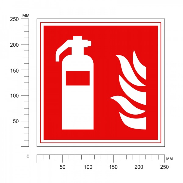 Табличка Знак пожарный Огнетушитель 250х250 мм