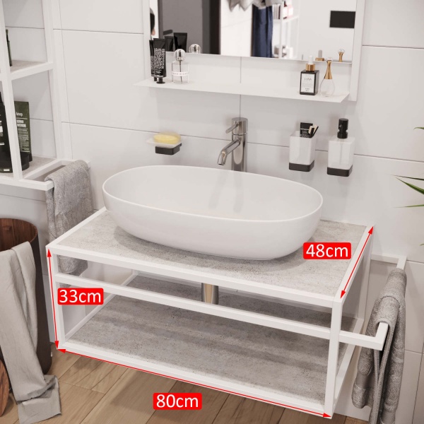 Тумба под умывальник Altstahl Tero 1 с одним поручнем (766x330x466) белая