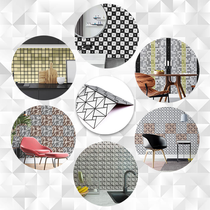 Плитка алюминиевая самоклеющаяся Sticker Wall серебряная со стразами 300х300х3 мм (1325)