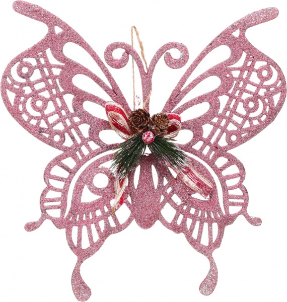 Декоративная подвеска Бабочка с декором 28 см HFF207P розовый