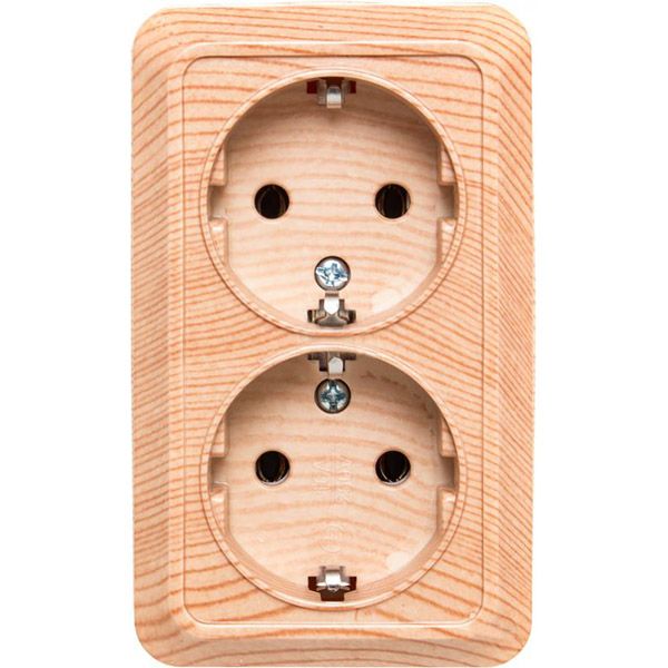 Розетка подвійна із заземленням UP! (Underprice) без шторок сосна BD-SCP.MZ20G2WG-Pine