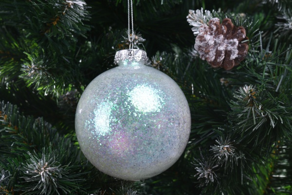 Елочная игрушка в форме шара с блестками 8 см CAA114660 