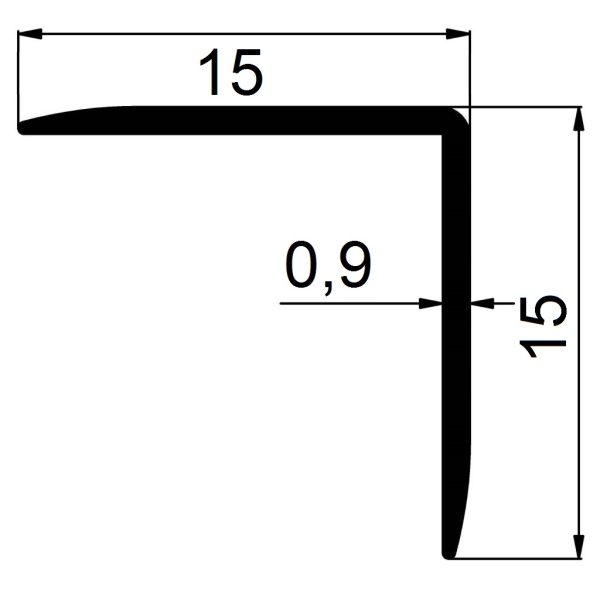 Кутник алюмінієвий АЛЮПРО 15x15x0,9 мм 2710 мм фіам темний