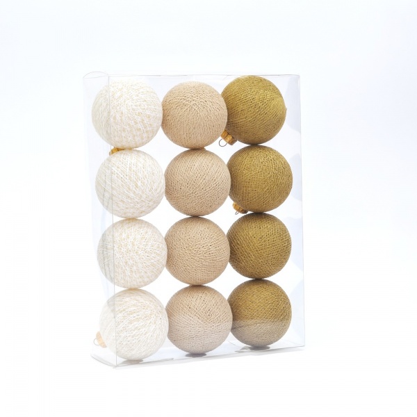 Игрушка на елку Котоновые шарики 12 шт. Mix cream sand d80 мм 8 см 12 шт./уп. 
