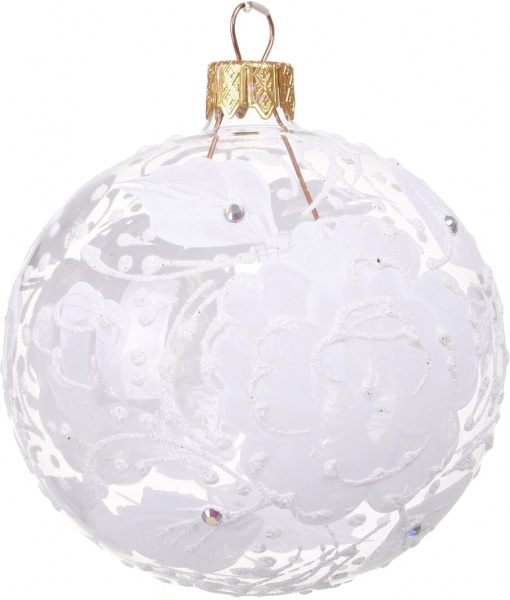 Шар новогодний цветочная серия d 80 мм в ассортименте