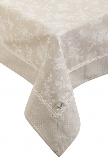 Скатерть Шале розы с кантом 136x220 см бежевый La Nuit 