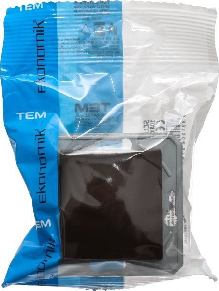 Вимикач одноклавішний TEM Ekonomik без підсвітки 10 А 250В шоколадний SE10CBXO-U