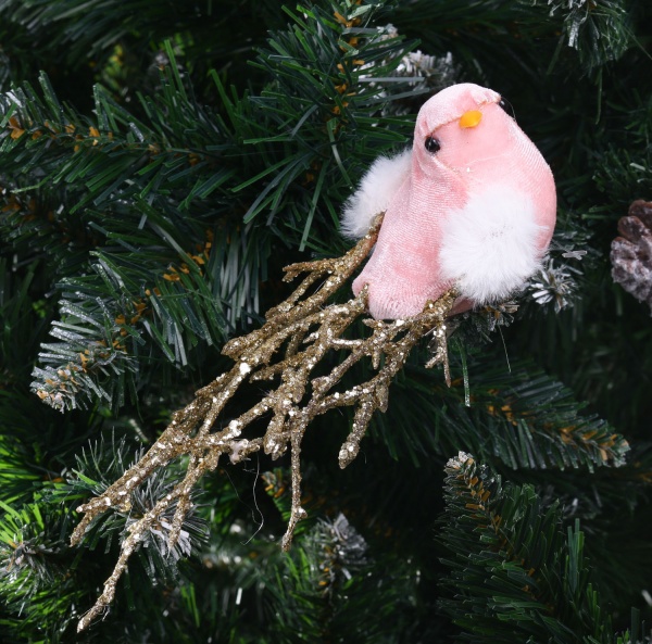 Декоративна новорічна фігура Пташка на кліпсі YZH502220 19х7х5 см 