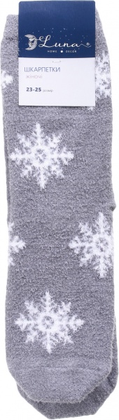 Носки женские Luna пушистые Снежинки р. 23-25 серый 