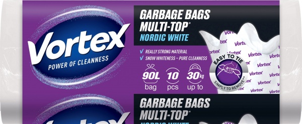 Мешки для мусора с ушками Vortex крепкие 90 л 10 шт.