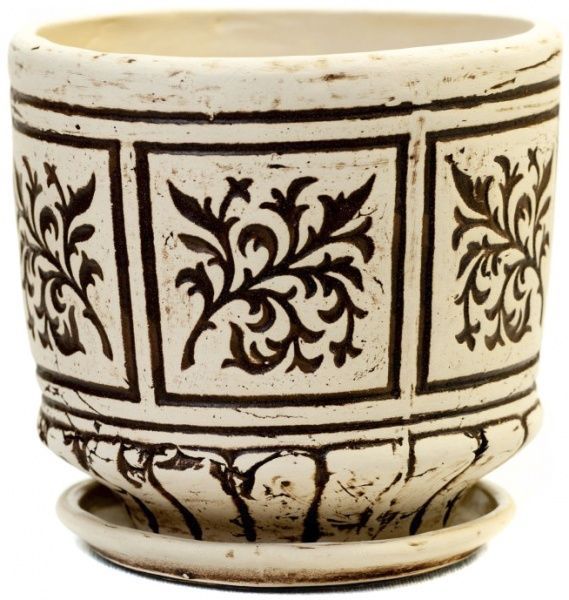 Горщик керамічний Терен круглий 6,5л бежевий 