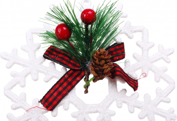 Елочная игрушка снежинка с декором пластиковая белая 12 см HFK8047 1 шт. 