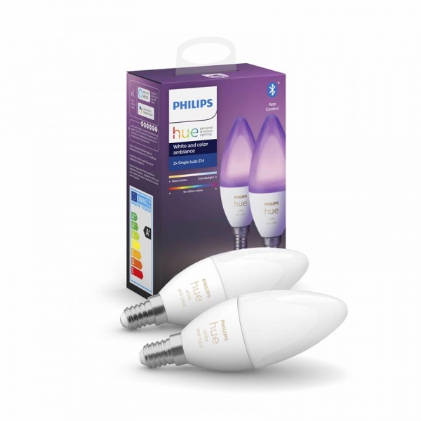 Умная лампа Philips hue Smart 2 шт. 5,3 Вт C37 матовая E14 220 В 2000-6500 К 929002294210 