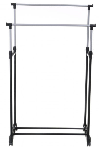 Держатель для одежды 800x420x950 (1650) мм двойной передвижной на колесах черный