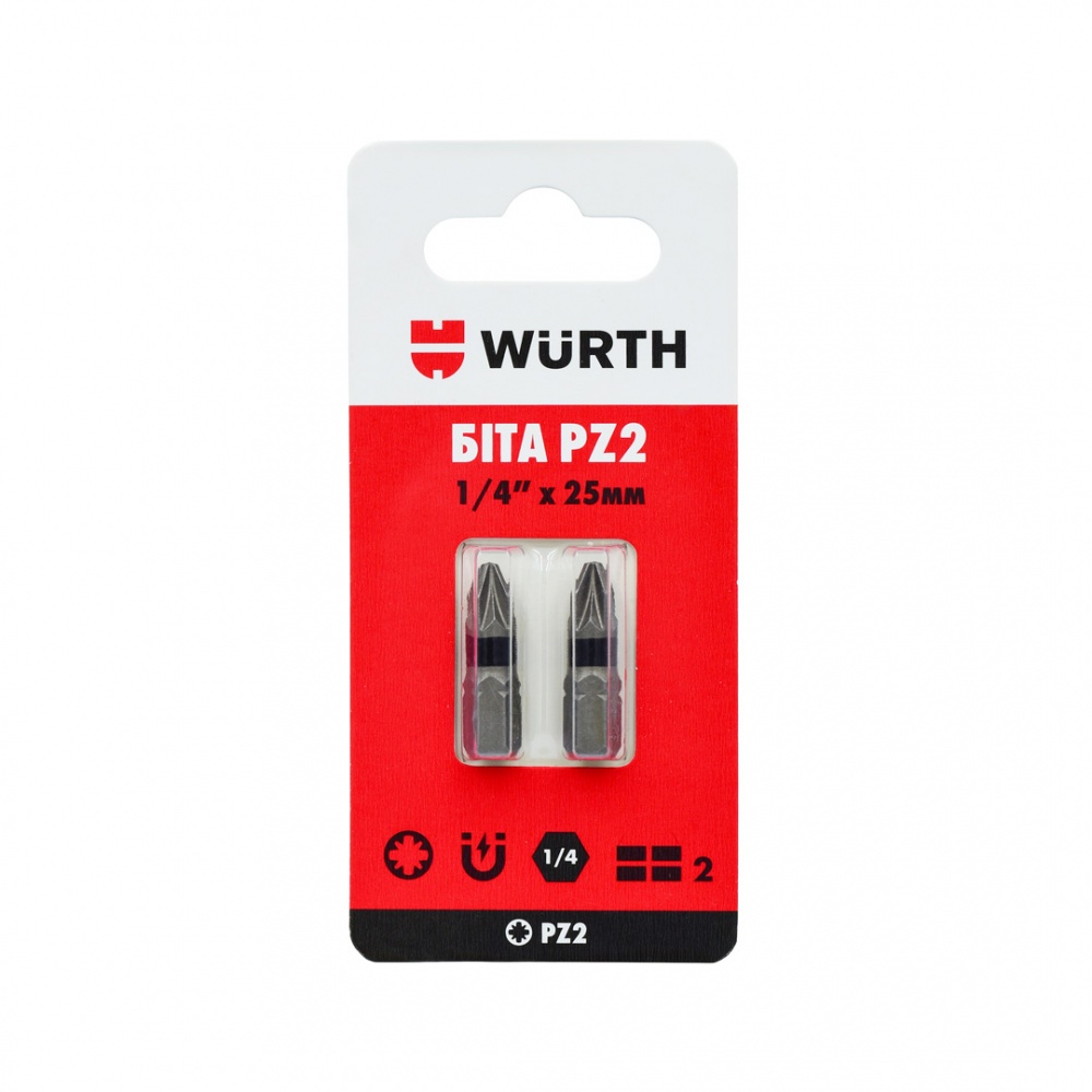Бита WURTH PZ2х25 мм 1/4
