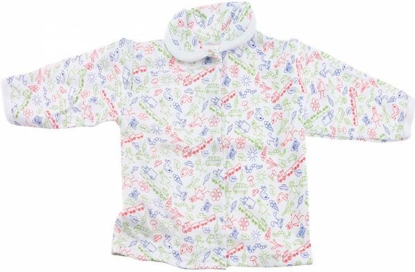 Кофточка для девочек для девочки Моя планета Кф 402 с воротником р.80 белый с рисунком 