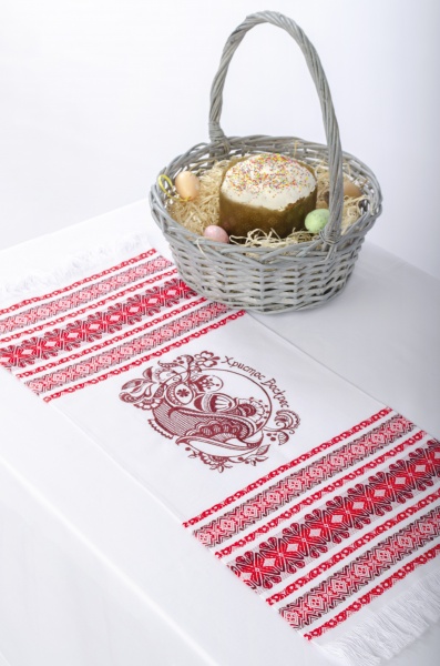 Рушник 450-21/00 30x70 см белый с красным Эдельвика 