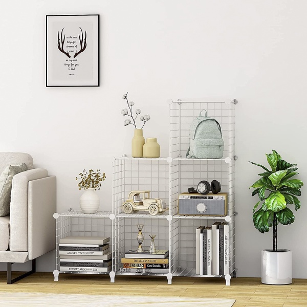 Стелаж дротяний куб сubes storage 4 полиці 750х750х370 мм білий 