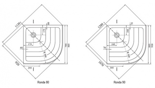 Поддон душевой Ravak Ronda 90 LA-R