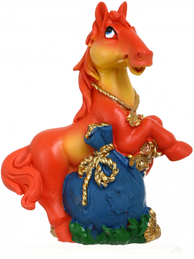 Сувенир новогодний копилка конек origin полигума коричневый 12x14 см