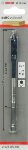 Свердло по дереву Bosch Self Cut Speed 152 мм 10 мм 2608595483