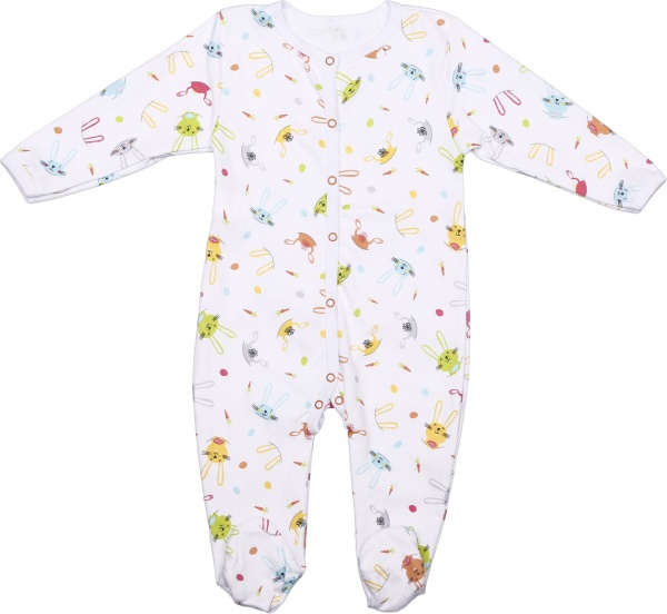 Комбінезон для дівчинки Маленькие люди із принтом кролики р.74–80 білий 