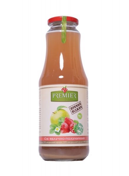 Сок Premier яблочно-клубничный прямой отжим 1л 