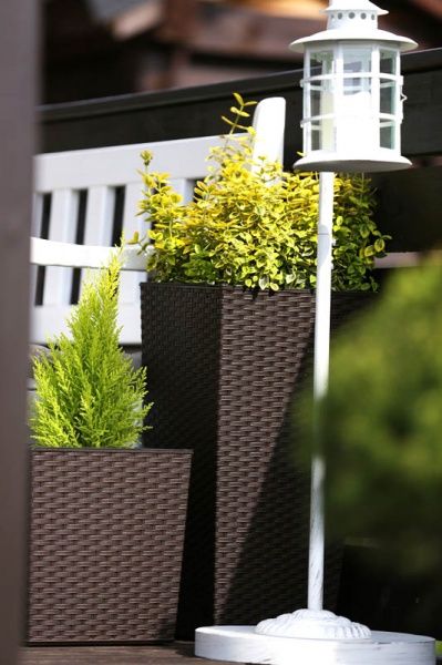 Горшок Lamela Финезия ротанг 400 с вкладом квадратный 20л мокко 