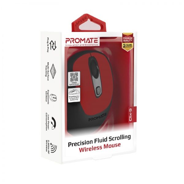 Мишка Promate Clix-9 Wireless Red 