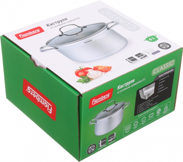 Каструля зі скляною кришкою Classic 6 л Flamberg