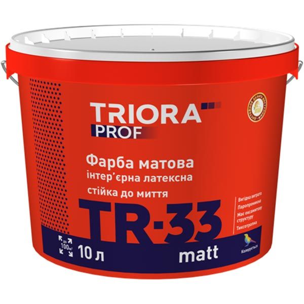 Краска латексная водоэмульсионная Triora TR-33 matt мат белый 3л 