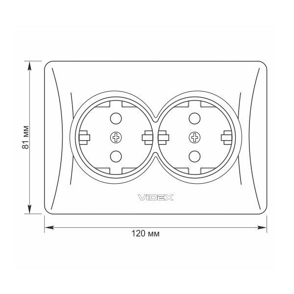 Розетка подвійна із заземленням Videx Binera IP20 білий VF-BNSK2G-W