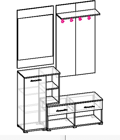 Передпокій з дзеркалом Visent Твінс 1400х400х2100 мм дуб крафт золотий/білий 