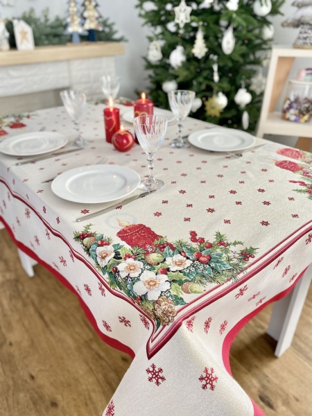 Скатерть Рождественская свеча 137x240 см Limaso 