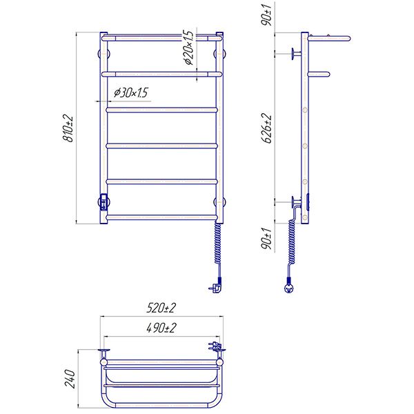 Рушникосушарка електрична Mario Hotel-І 800х530/240 електр. TR