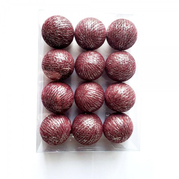 Игрушка на елку Котоновые шарики DARK SILVER RED d80 мм 8 см 12 шт./уп. 