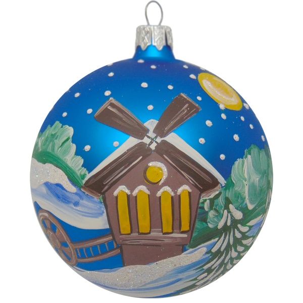 Шар стеклянный d100 Пейзаж 2 синий