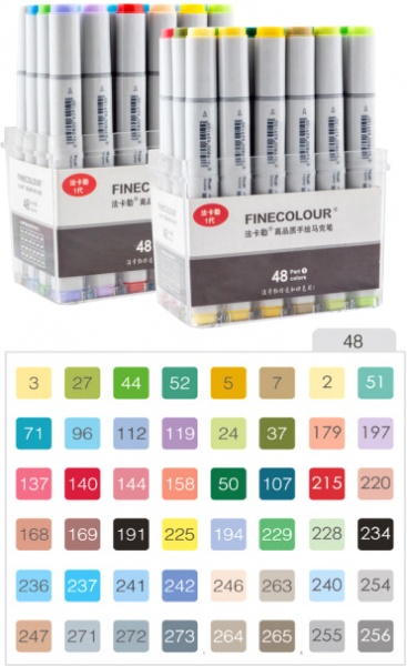 Набор двусторонних маркеров FINECOLOUR Sketchmarker 48 цветов EF100-TB48 разноцветный 