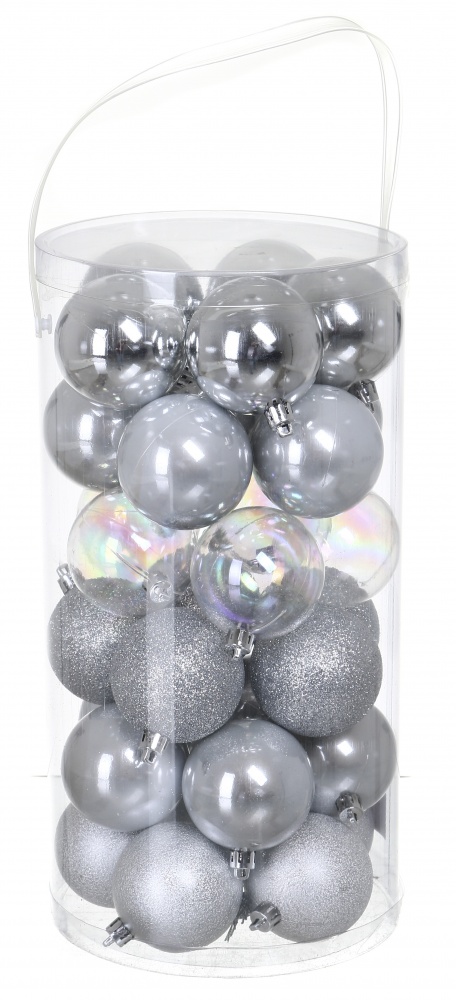 Набор елочных шаров Классика серебряный d 60 мм 30 шт./уп.