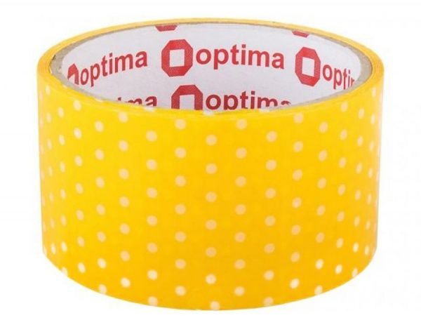 Клейка стрічка Dots 48 мм 20 м жовта Optima