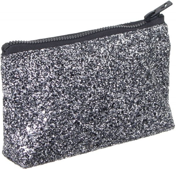 Косметичка блестящая 10х4х18 см серебристый 