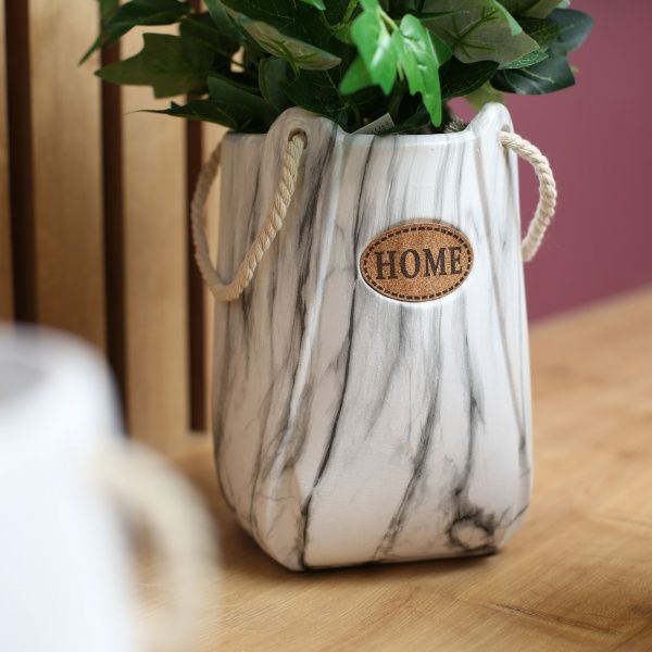 Кашпо керамическое Marble 16х16х23 см белый