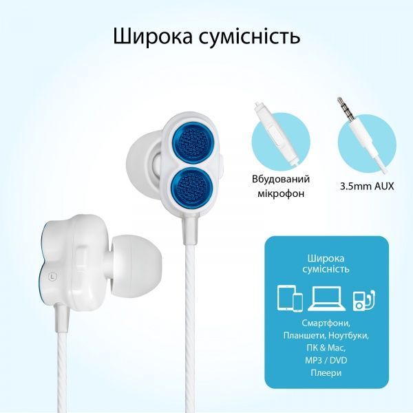 Наушники Promate ivory.blue