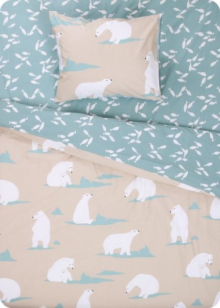 Комплект постільної білизни Polar bears полуторний різнокольоровий принт La Nuit 