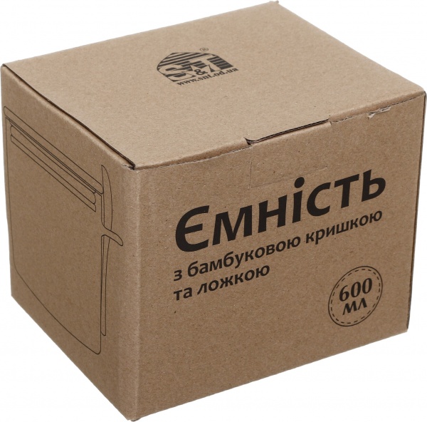 Ємність для зберігання з бамбуковою кришкою та ложкою 600 мл S&T