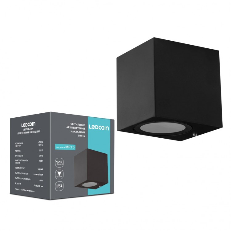 Светильник уличный настенный LEDCOIN GU10 черный DH146