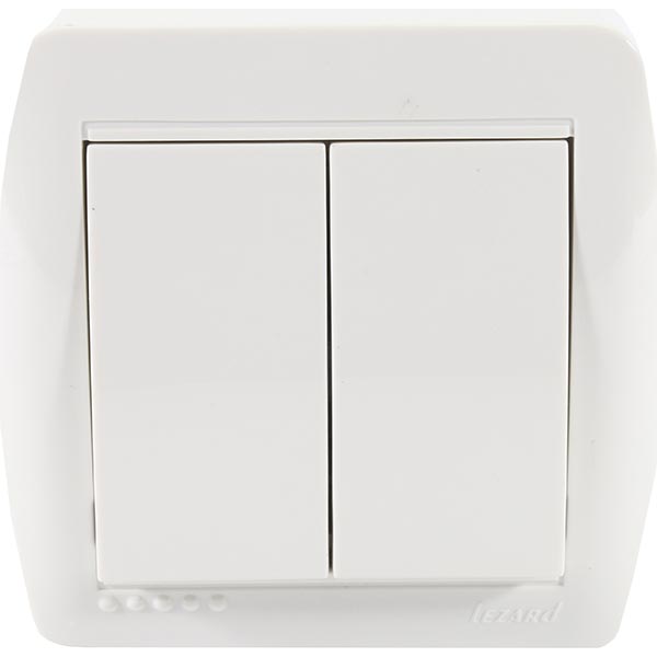 Вимикач двоклавішний Lezard Demet без підсвітки 10 А 250В IP20 білий