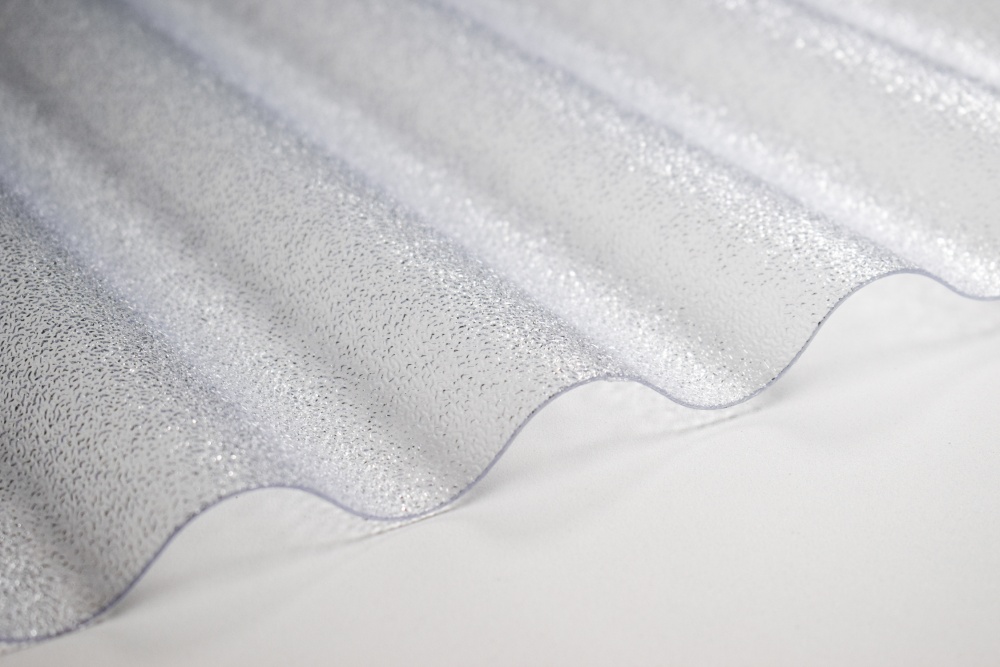 Гофрированный монолитный поликарбонат TOMO Plex 1,1x1045x2000 мм волна текстурированный прозрачный